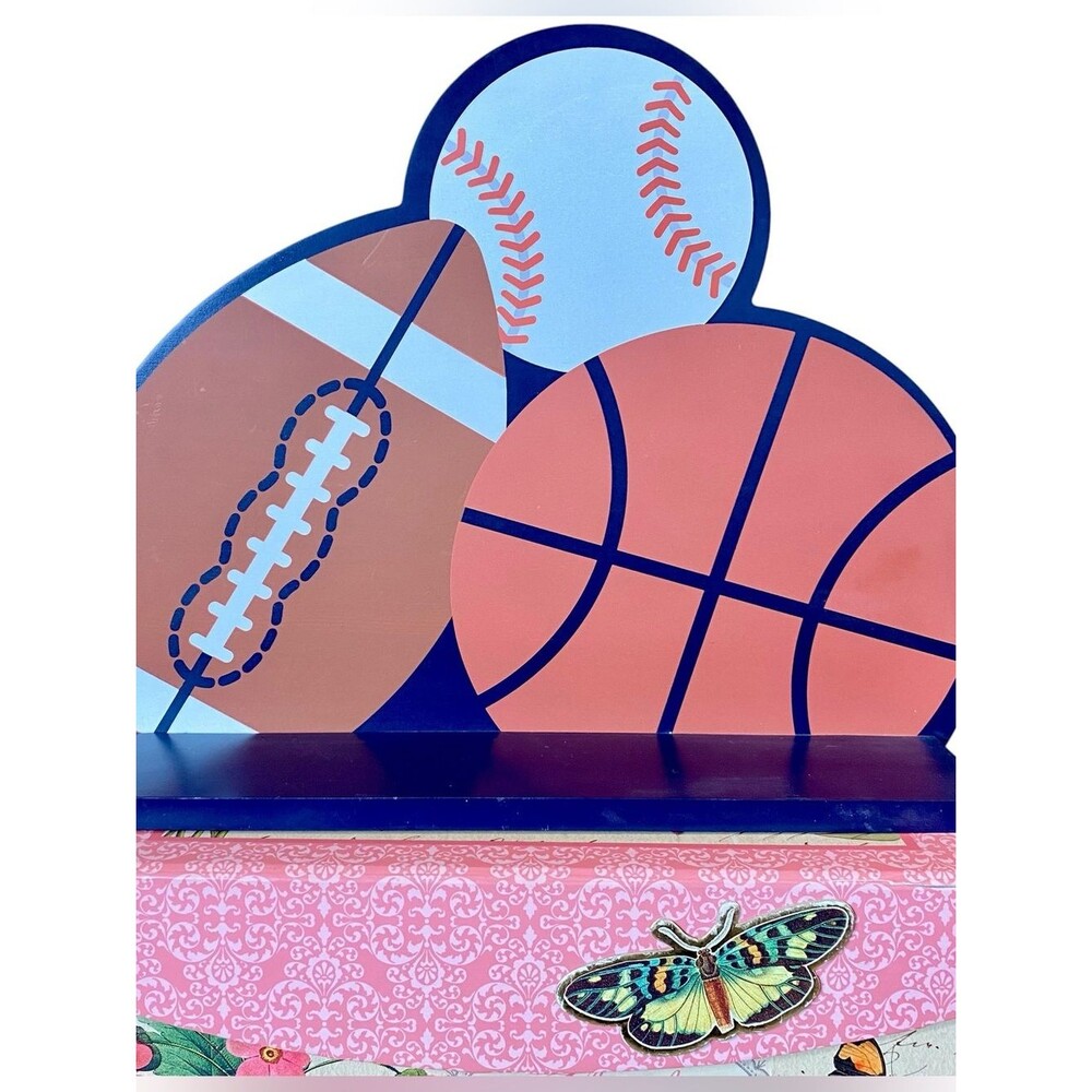 Sports Theme Wall Shelf Boys Room Decor Fiber Board  Basketball Football Soccer